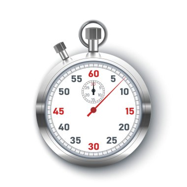 Gerçekçi gümüş Stopwatch vektör çizimi.