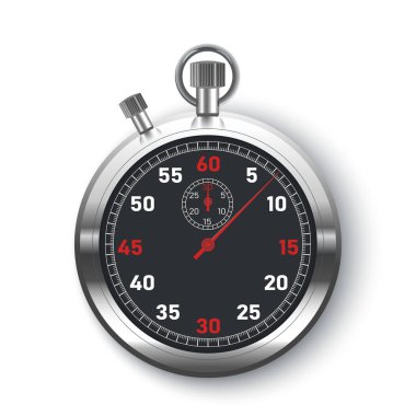 Gerçekçi gümüş Stopwatch vektör çizimi.