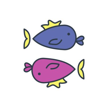 Zıt yönlerde hareket eden iki balığı gösteren renkli zodyak işareti