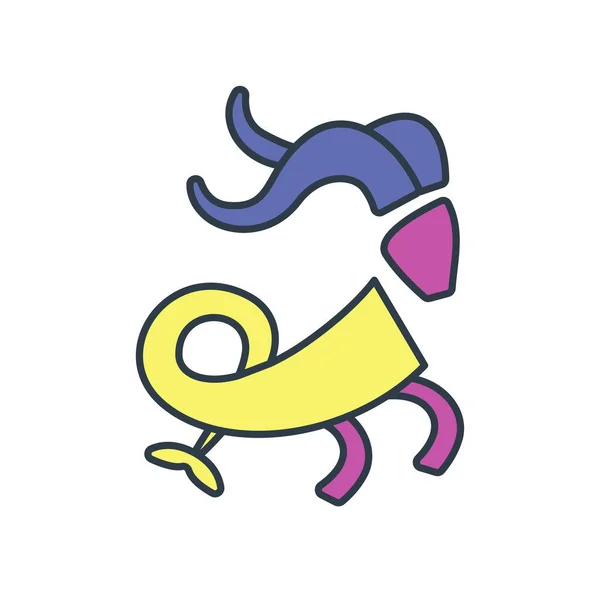 Signo colorido del zodiaco Capricornio que representa una cabra con una cola de pez. — Vector de stock