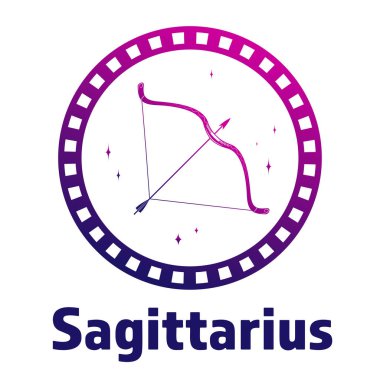 Vektör düz tasarım web simgesi. Yay ve ok çizimi yay astroloji burcunun ve spor işaretinin veya av silahının bir sembolüdür..