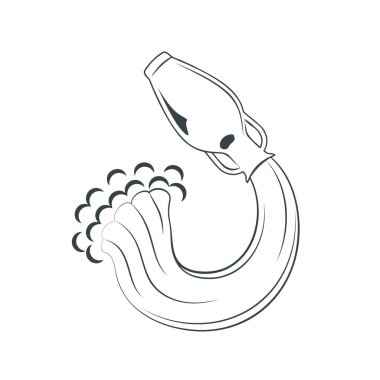 İçinden su akan bir sürahi. Astroloji burcu Kova burcu. Vektör düz tasarım web simgesi illüstrasyonu.