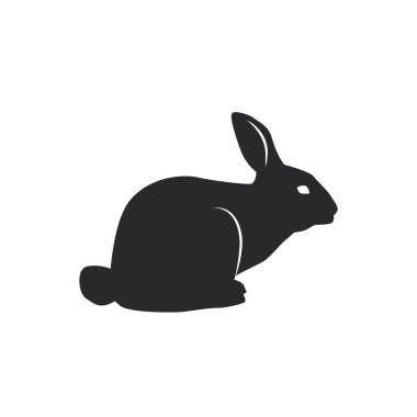 Realistic vector rabbit silhouette isolated on white background..