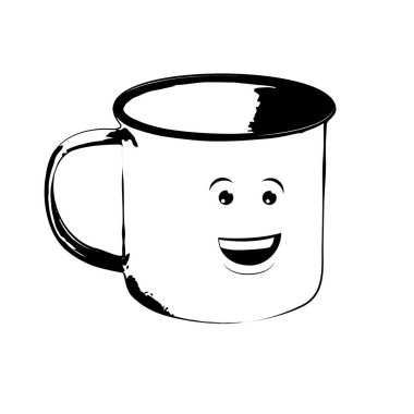 Çay ya da kahve için gülümseyen tatlı bir diş minesi kupası. Vektör düz tasarım çizimi .
