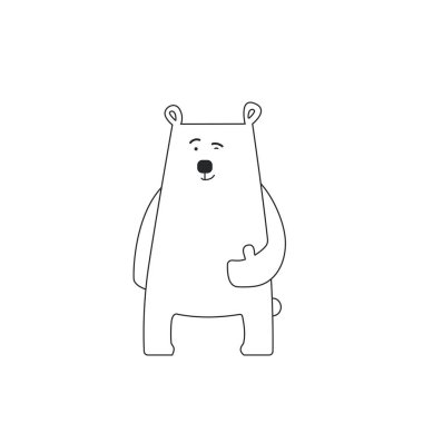 Renkler için taslak çizim. Beyaz ayı yavrusu şeffaf bir arkaplanda.