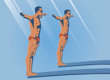 Sporcular düz bir konumda ve dalmaya hazırlar..