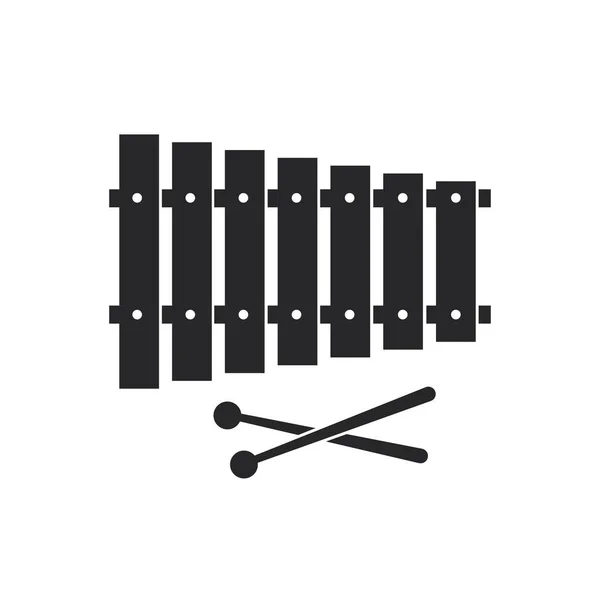 Xylophone Rempli Noir Icône Instrument Percussion Isolée Sur Fond Transparent — Image vectorielle