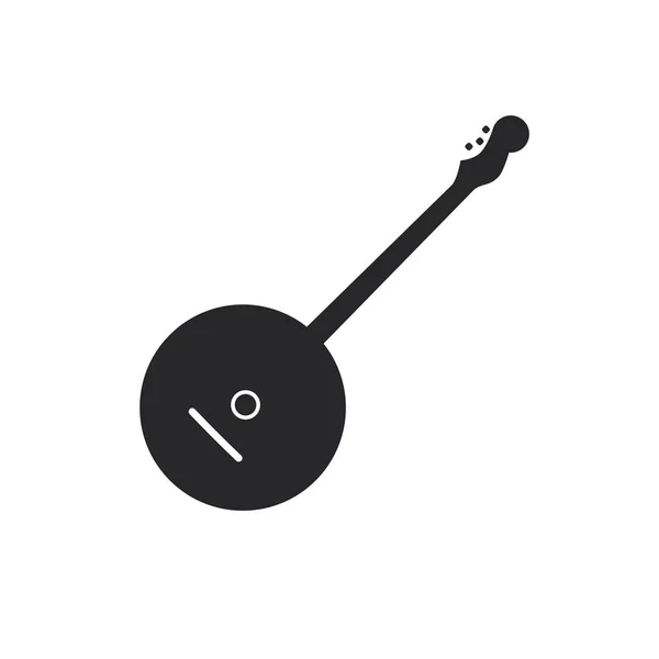 Svartfylld Banjo Musikaliska Strängar Instrument Ikon Mandolin Isolerad Transparent Bakgrund — Stock vektor