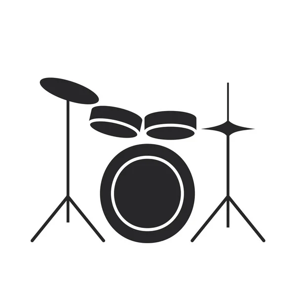 Black filled drum kit icon. Musical percussion instrument — Stock Vector