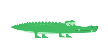 Beyaz şeffaf arkaplanda izole edilmiş şirin çizgi film timsahı..