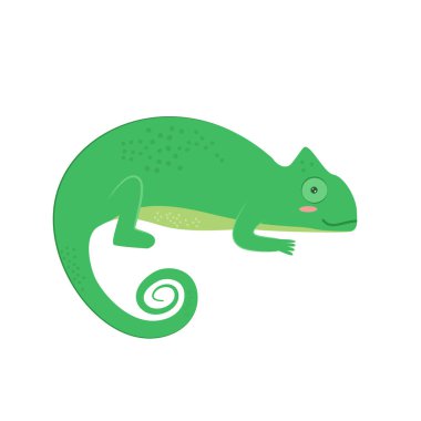 Beyaz şeffaf arkaplanda izole edilmiş şirin karikatür bukalemunu.