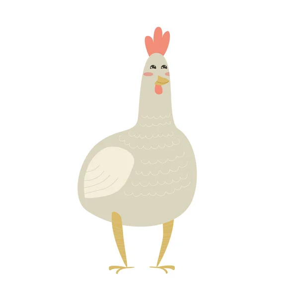 Roztomilé kreslené kuře izolované na bílém průhledném pozadí. — Stockový vektor