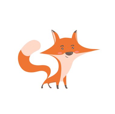 Beyaz şeffaf arkaplanda izole edilmiş şirin çizgi film kızıl tilkisi.