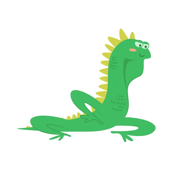 Linda Iguana Dibujos Animados Aislada Sobre Fondo Blanco Transparente Ilustración — Vector de stock