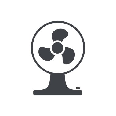 Siyah doldurulmuş fan vektör simgesi beyaz şeffaf arkaplanda izole edildi. Ev aletlerinin sembolü.