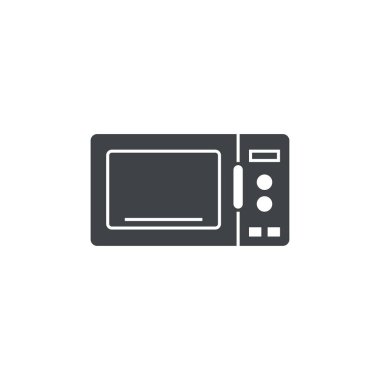 Siyah doldurulmuş mikrodalga fırın vektör simgesi beyaz şeffaf arkaplanda izole edildi