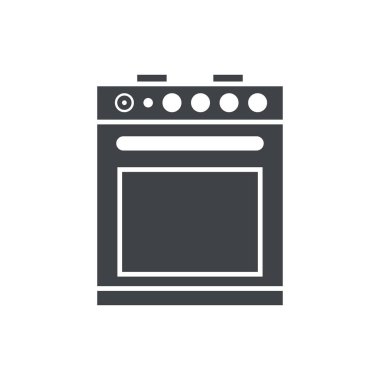 Beyaz saydam arkaplanda siyah doldurulmuş fırın vektör simgesi izole edildi