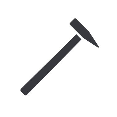 Siyah doldurulmuş çekiç vektör simgesi beyaz şeffaf arkaplanda izole edilmiş. İnşa ve onarım aracı Sembolü.