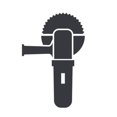 Siyah doldurulmuş dairesel testere vektör simgesi beyaz şeffaf arkaplanda izole edilmiş. İnşaat ve onarım aracı sembolü. Öğütücü