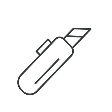 Beyaz şeffaf arkaplan üzerinde izole edilmiş düzenlenebilir kırtasiye bıçak vektör simgesi. İnşa ve onarım aracı Sembolü.