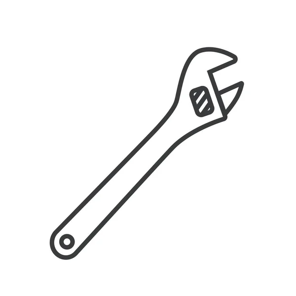 Overzicht Instelbaar Wrench Vector Icoon Geïsoleerd Witte Transparante Achtergrond Bouw — Stockvector