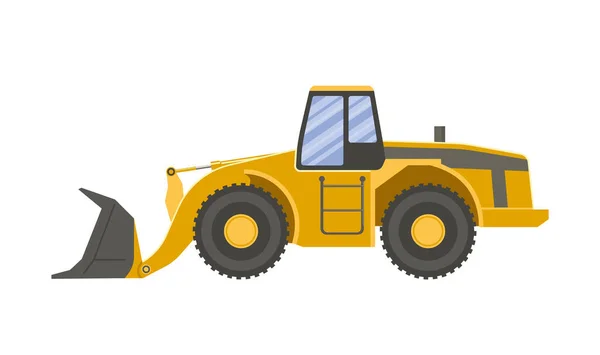 Bulldozer Giallo Isolato Sfondo Bianco Trasparente Illustrazione Design Piatto Vettoriale — Vettoriale Stock