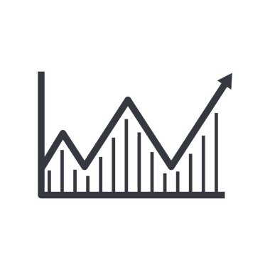 Siyah çizgili grafik diyagramı sembolü. İş ve finans vektör simgesi. Tamamen düzenlenebilir vuruş beyaz şeffaf arkaplanda izole edildi.