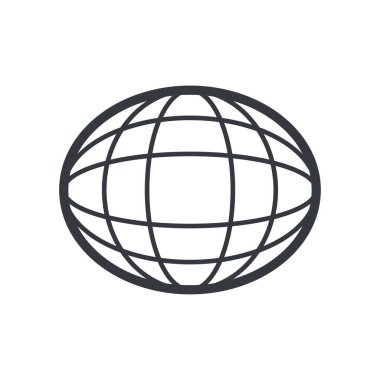 Siyah ana hatlı dünya sembolü. Eğitim ve bilgi vektörü ikonu. Tamamen düzenlenebilir vuruş beyaz şeffaf arkaplanda izole edildi.