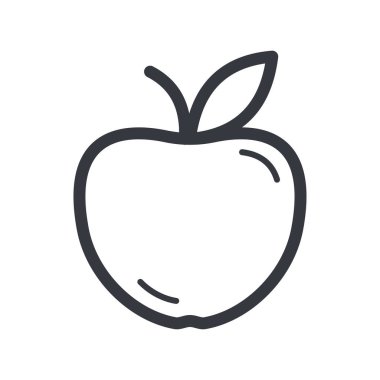 Siyah çizgili elma sembolü. yemek, eğitim ve bilgi vektörü ikonu. Tamamen düzenlenebilir vuruş beyaz şeffaf arkaplanda izole edildi.