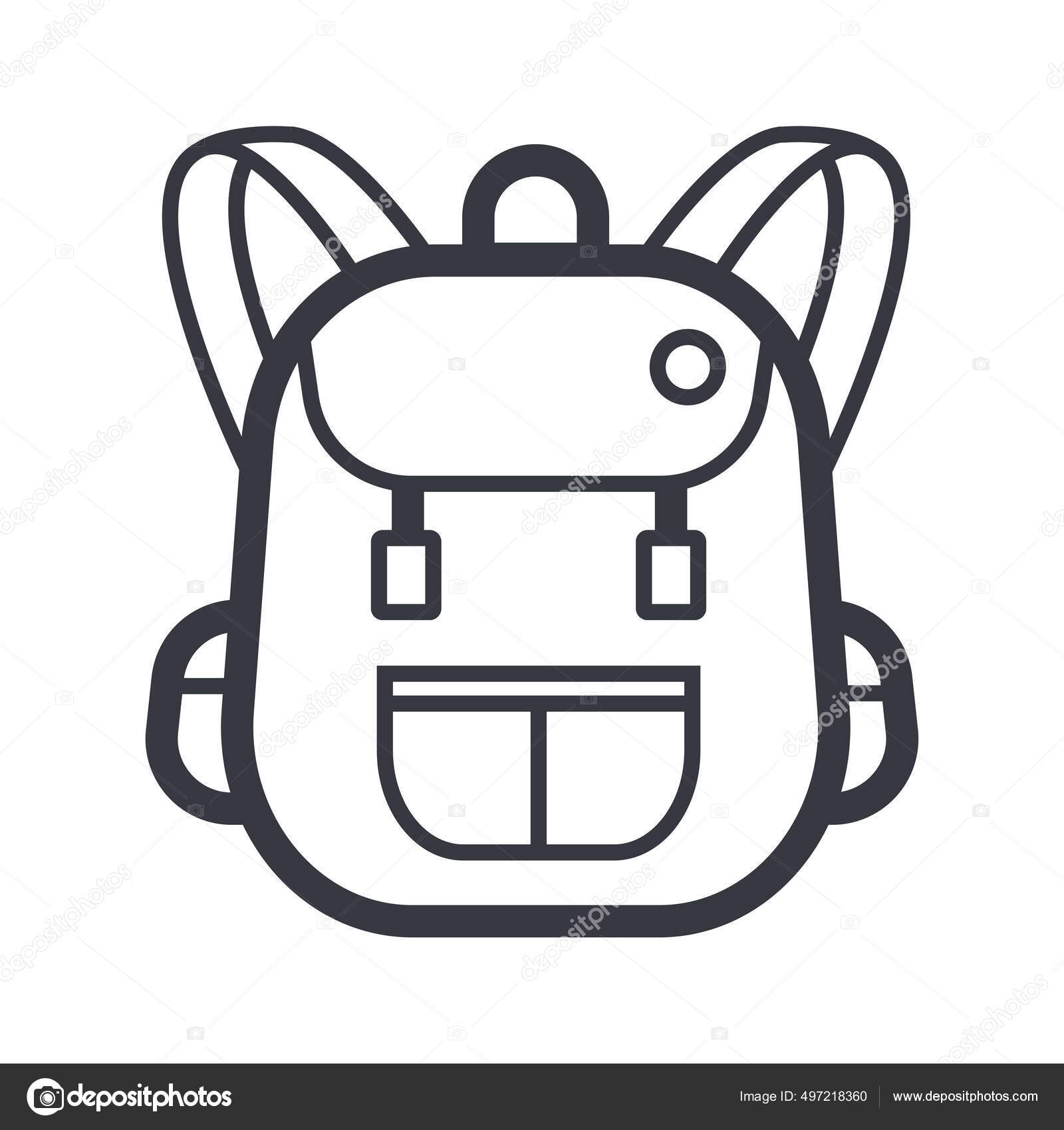 Outlined school backpack, Stock vector