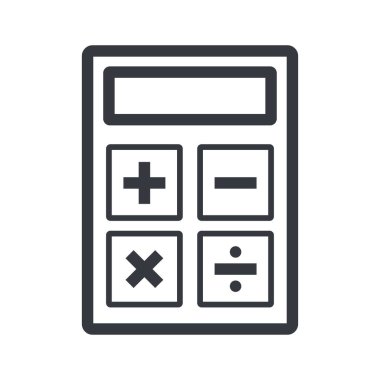 Siyah hatlı hesaplama, eğitim ve bilgi vektörü ikonu. Tamamen düzenlenebilir vuruş beyaz şeffaf arkaplanda izole edildi.