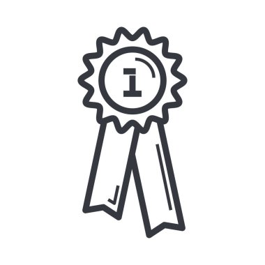 Siyah ana hatlı kazananın amblemi. Başarı ve ödül vektör simgesi. Tamamen düzenlenebilir vuruş beyaz şeffaf arkaplanda izole edildi.