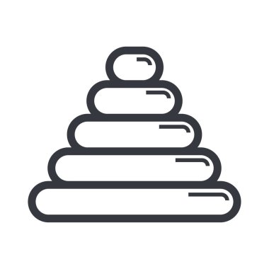 Yüzük dizme sembolü. Eğitim ve bilgi oyuncağı inşaat kulesi ikonu. Tamamen düzenlenebilir vuruş piramidi beyaz şeffaf arkaplanda izole edildi.