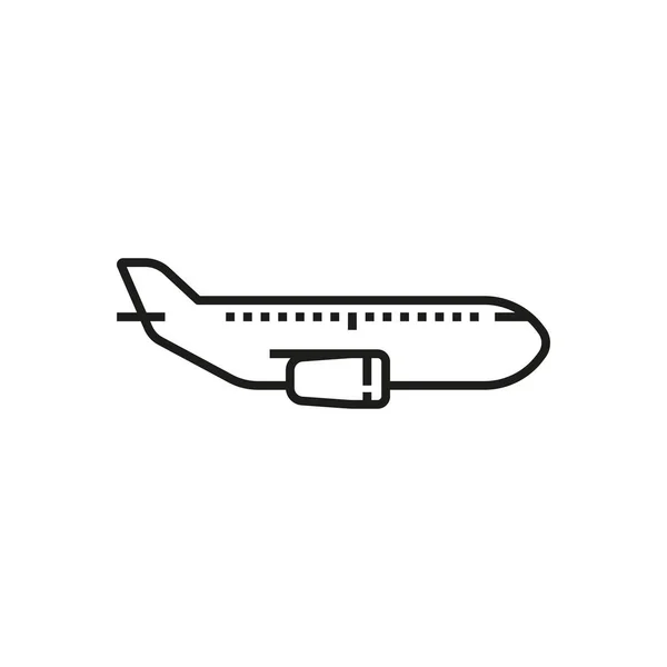 Vector line icon of a plane during a flight to a wonderful place of destination — Stock Vector