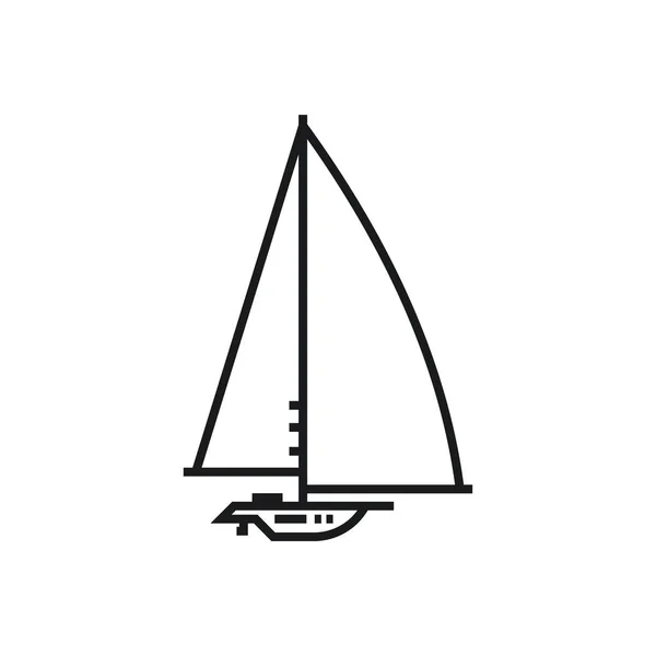 Yachtsegel Vektor Umrissstil Liniensymbol Isoliert Auf Transparentem Hintergrund Seitenansicht — Stockvektor