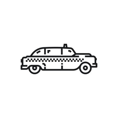 Şeffaf arkaplanda izole edilmiş taksi vektörü ana hatları biçimi siyah doldurulmuş simge