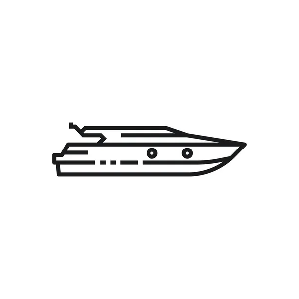 Motorbåt Vektor Kontur Stil Linje Ikon Isolerad Transparent Bakgrund — Stock vektor