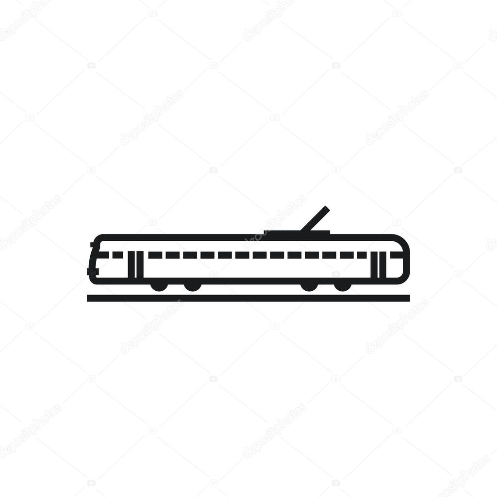 Tram vector outline style, line icon isolated on transparent background