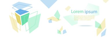 Vektör uçucu şablonu. İzleyicilerinizle paylaşmak istediğiniz ilham verici ve cesaret verici düşünceler için fotokopi alanı olan geleceksel arka plan.