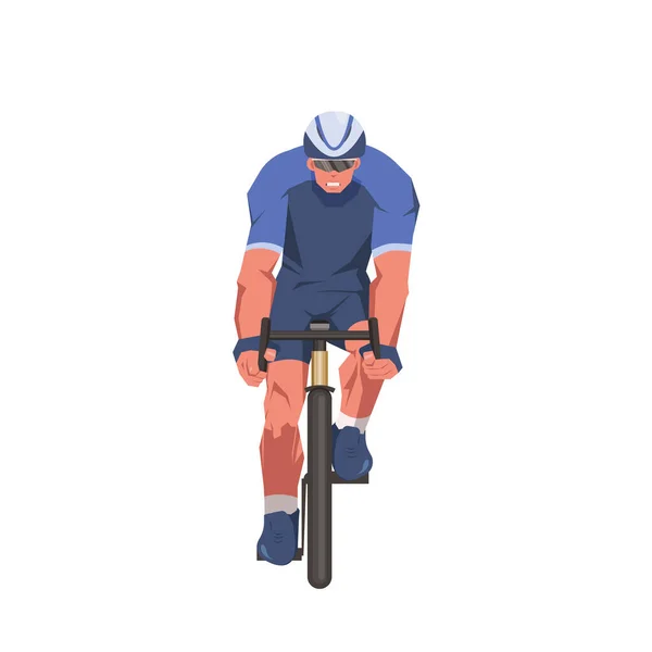 Cycliste Vue Face Isolé Sur Fond Blanc Vue Avant Sprint — Image vectorielle