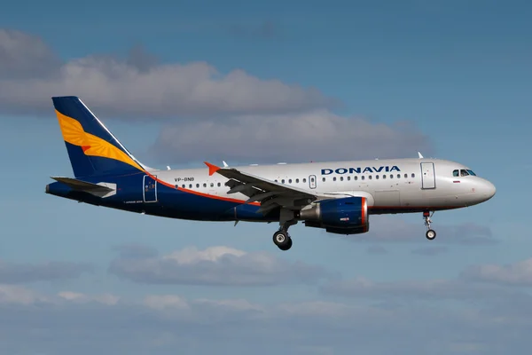 PRAGUE, CZECH REPUBLIC - AUGUST 30: Donavia Airbus A319 lands at PRG Airport on August 30, 2016.  JSC DONAVIA (Rostov-on-Don) is member of Aeroflot Group of Companies.