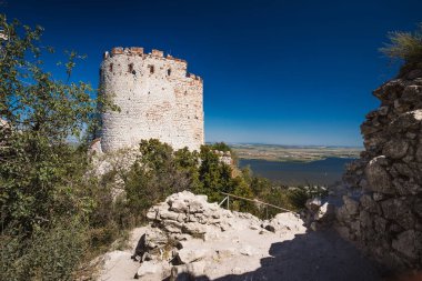 Güney Bohemya tepesindeki Devicky Kalesi harabesi..