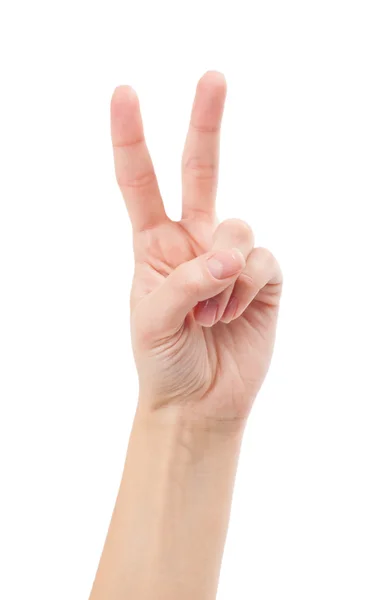 Hand with two fingers up — Stock Photo, Image