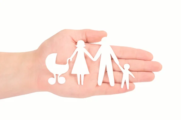 Paper family in hand — Stock Photo, Image