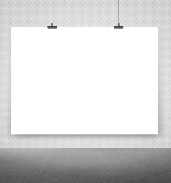 White poster on a gray wall — Stock Photo, Image