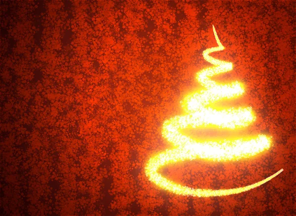 Goldener Weihnachtsbaum auf rotem Hintergrund — Stockfoto