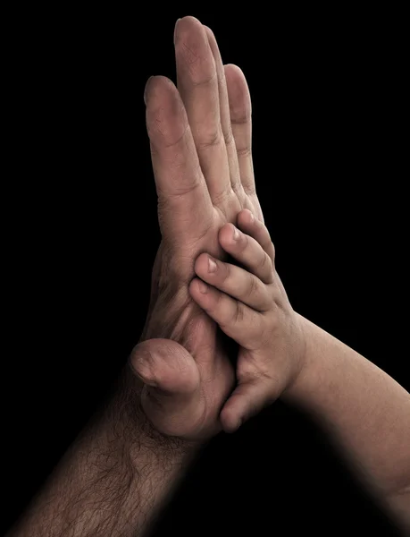 Dětské ruky otce rukou — Stock fotografie
