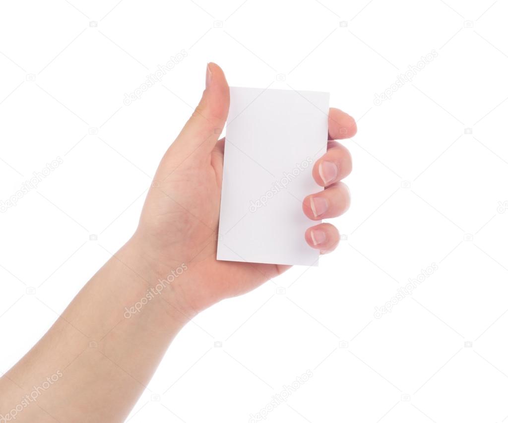 Woman hand hold business card