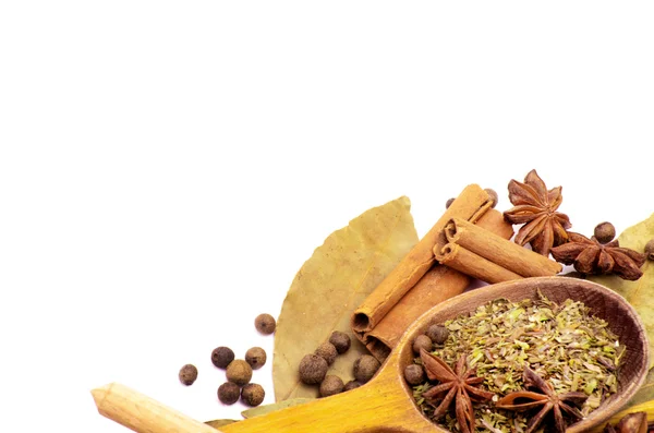 Spices border isolated — Stock Photo, Image