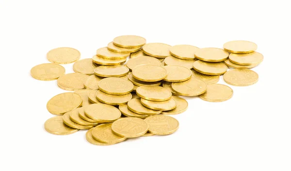 Gouden munten geïsoleerd — Stockfoto